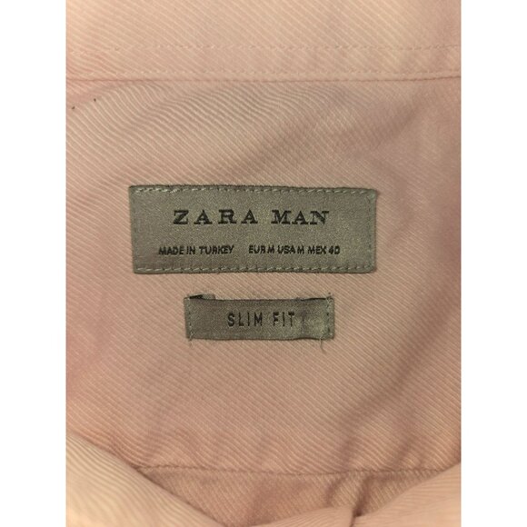 Zara Man Slim Fit Light Pink Button-Up Shirt Size Medium - Picture 5 of 6